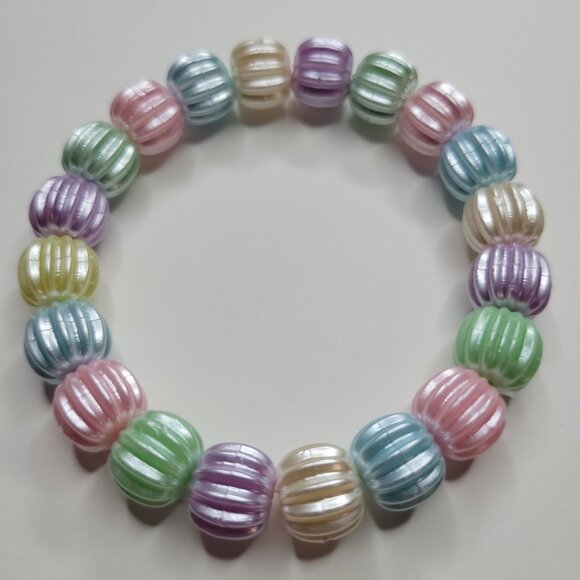 NWT Shiny Pastel Dinner Mint Stretch Bracelet Blue, Purple, Yellow, Pink, Green - Picture 2 of 7